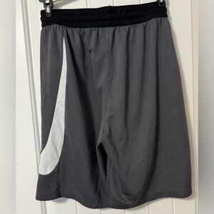 Nike Men's Medium Dri-Fit Black and Gray with White Swoosh Athletic Shorts
